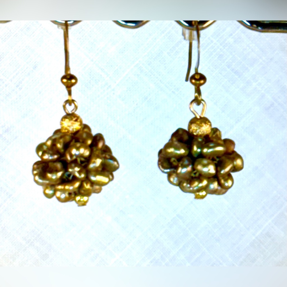 Earrings Pierced Handcrafted Unique Design Women Multiple SizeManmade Gold Pearl